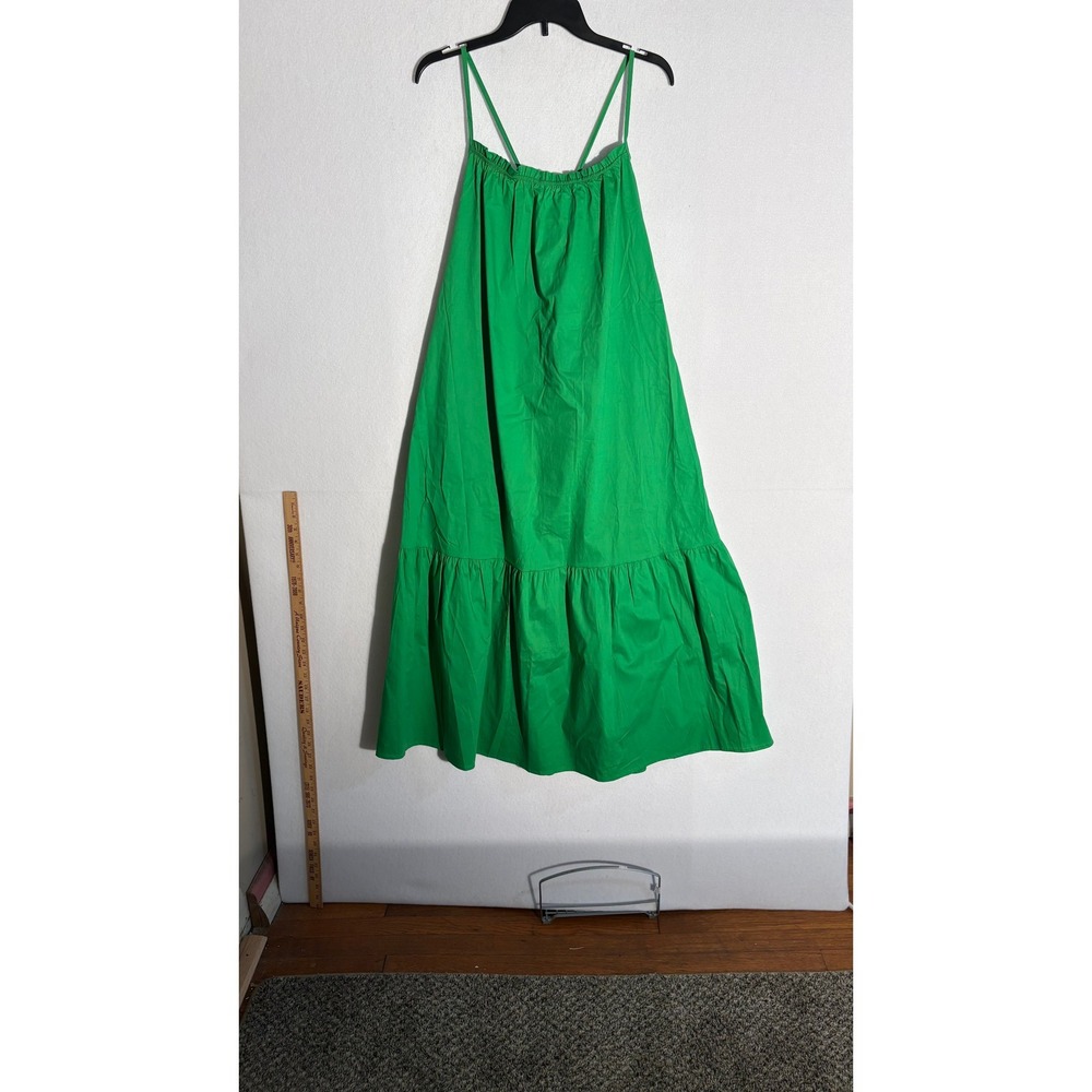 Ces Femme Womens Green Tiered Maxi Dress Spaghetti Strap Size Medium NWT